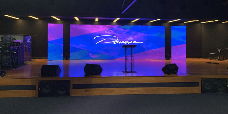 multiple led displays set up at abundant life church
