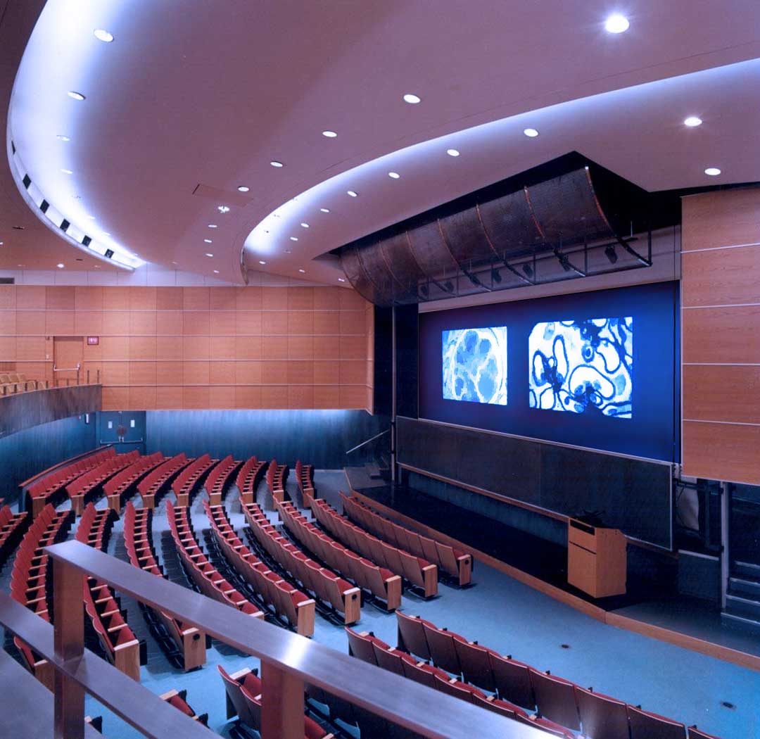 a university auditorium using a school led video wall